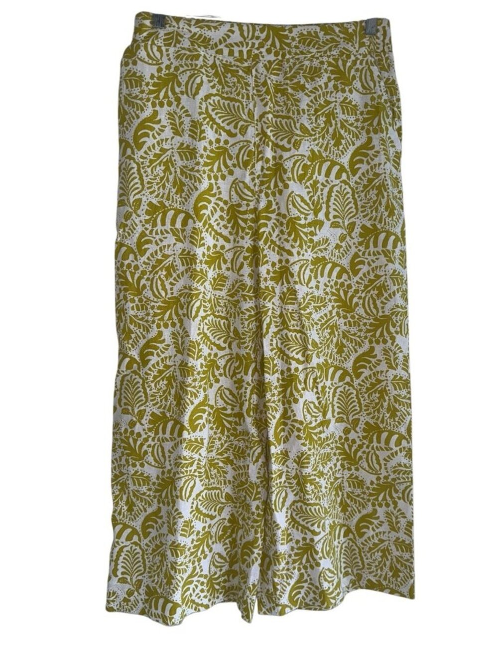 JESSICA SIMPSON Womens S Wide Leg Linen Tropical Prints Pants Yellow White